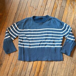 Gap 100 Cotton Blue and White Striped Women's Boxy Sweater